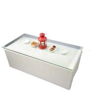 Camlı Deri Sehpa Beyaz Kiralama